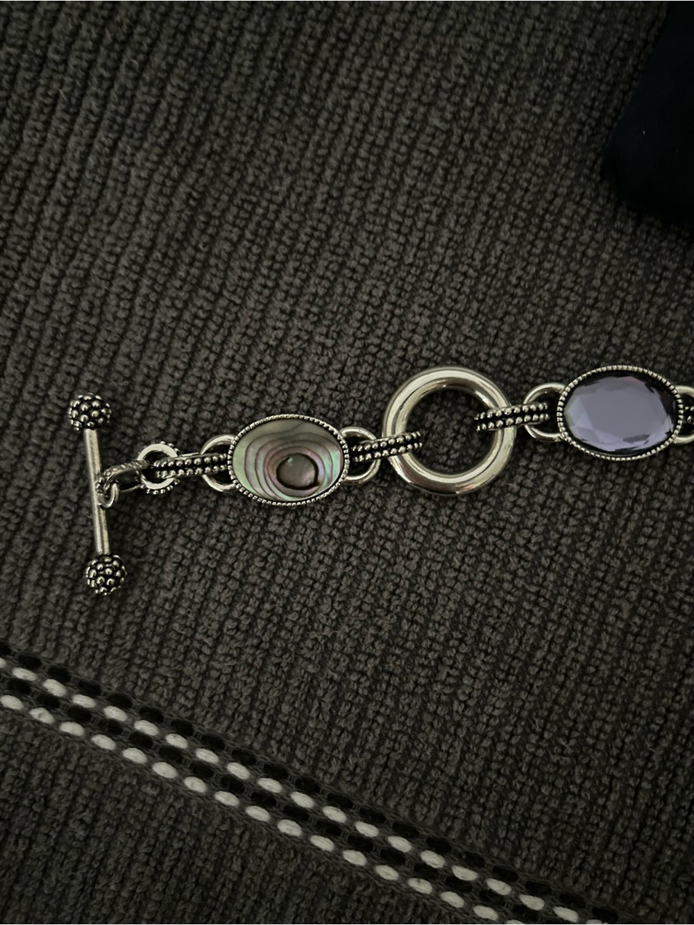 Lia Sophia Silver-Tone Bracelet with Abalone and Purple Stone - Picture 3 of 3